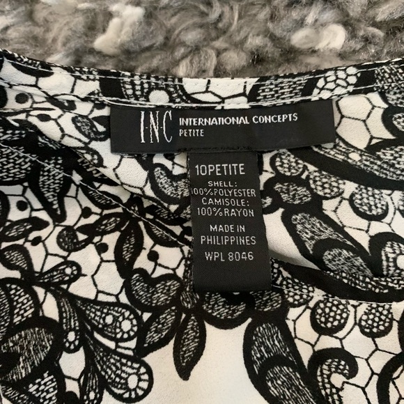 INC International Concepts Black and White Sheer Sleeveless Dress Size 10P - Picture 7 of 15